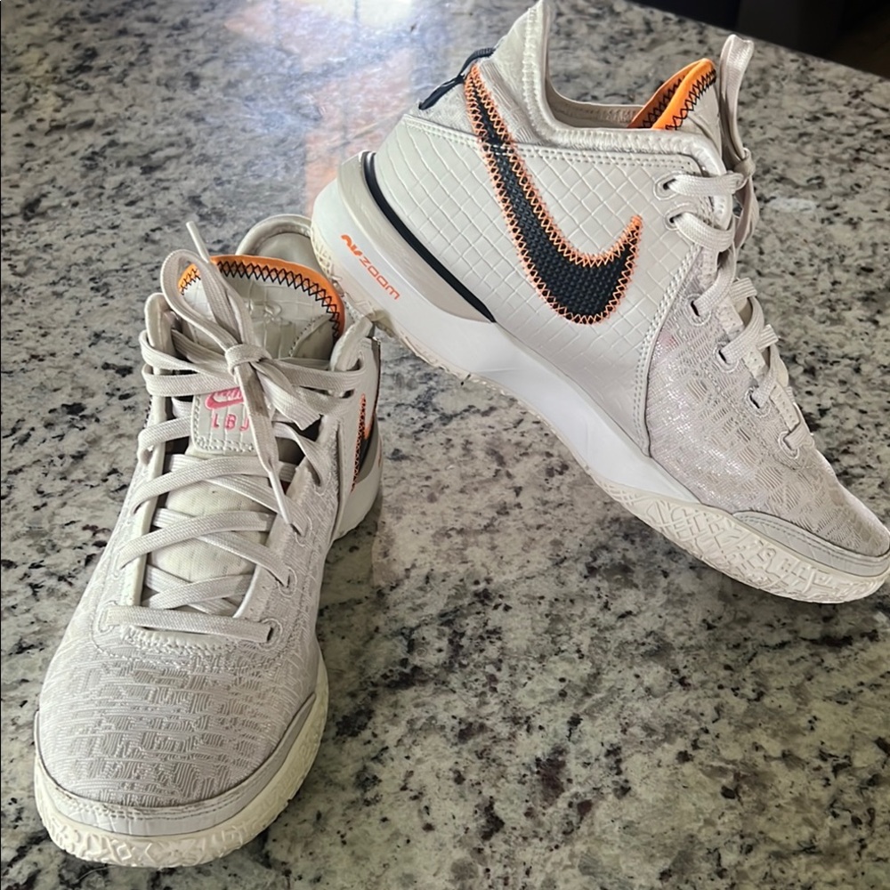 Nike White and Orange Textured Sneakers